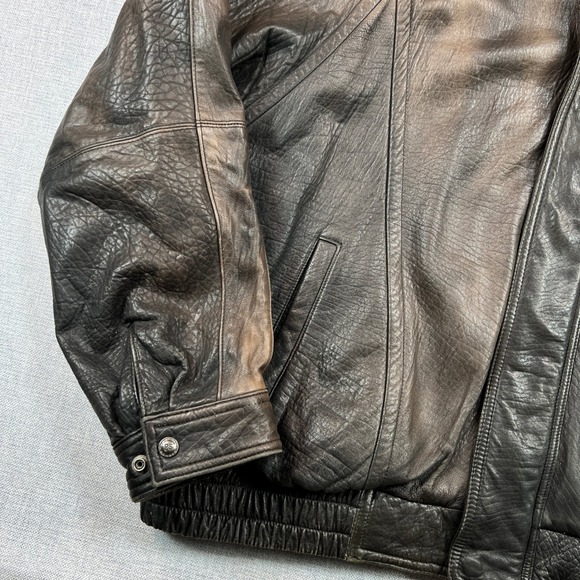 Pelle Studio Genuine Leather Bomber Jacket Men XXL Dark Brown Distressed Classic - Picture 3 of 12